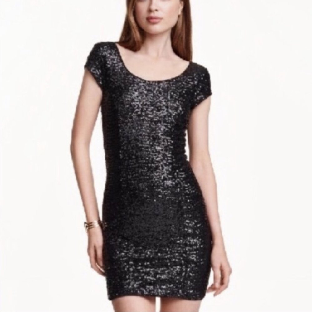 H&M DIVIDED Navy Sequin Bodycon Dress